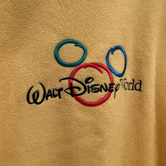 Vintage Walt Disney World Yellow Embroidered Logo Fleece Sweatshirt Womens Small - Picture 2 of 5